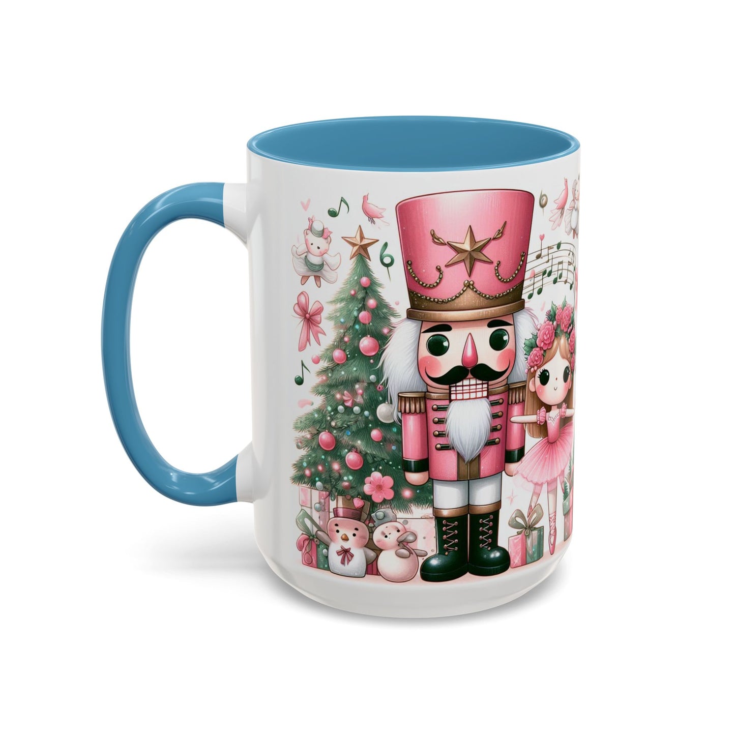 Coffee Mug, Nutcracker Pink Christmas Decoration, Festive Holiday Tea Cup, Unique Ceramic Drinkware, Kitchen Home Decor by Printify