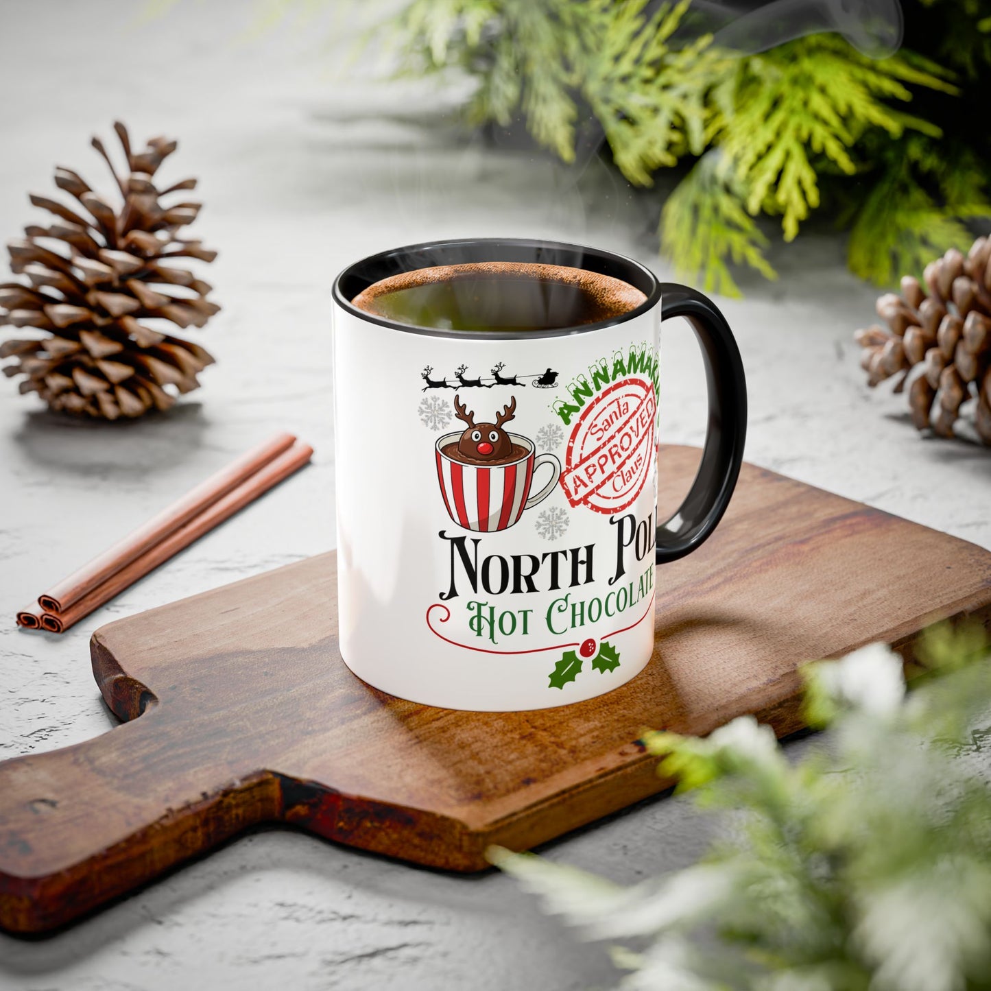 North Pole Hot Chocolate Mug — Santa Approved Holiday Coffee Cup (11oz/15oz) by Printify