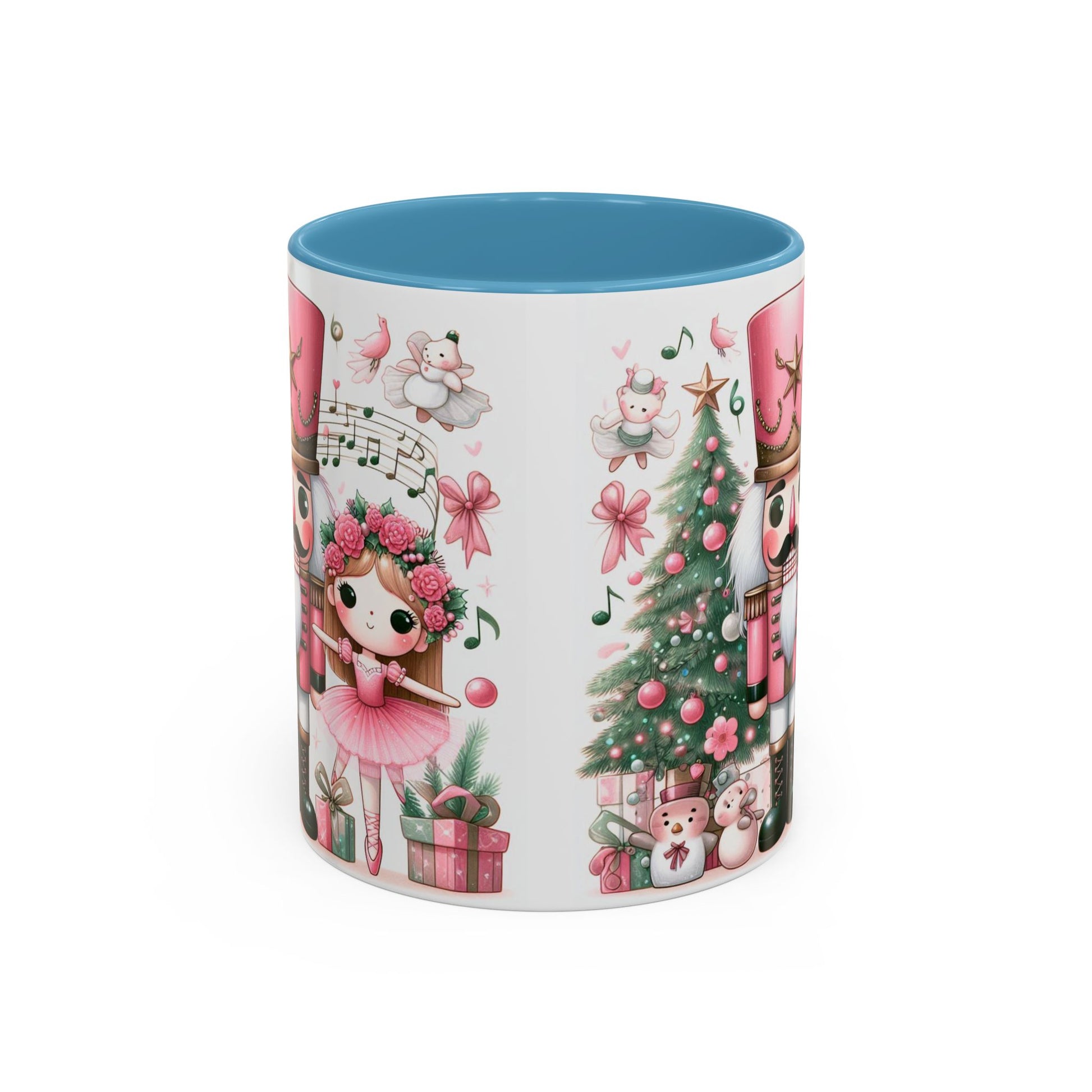 Coffee Mug, Nutcracker Pink Christmas Decoration, Festive Holiday Tea Cup, Unique Ceramic Drinkware, Kitchen Home Decor by Printify
