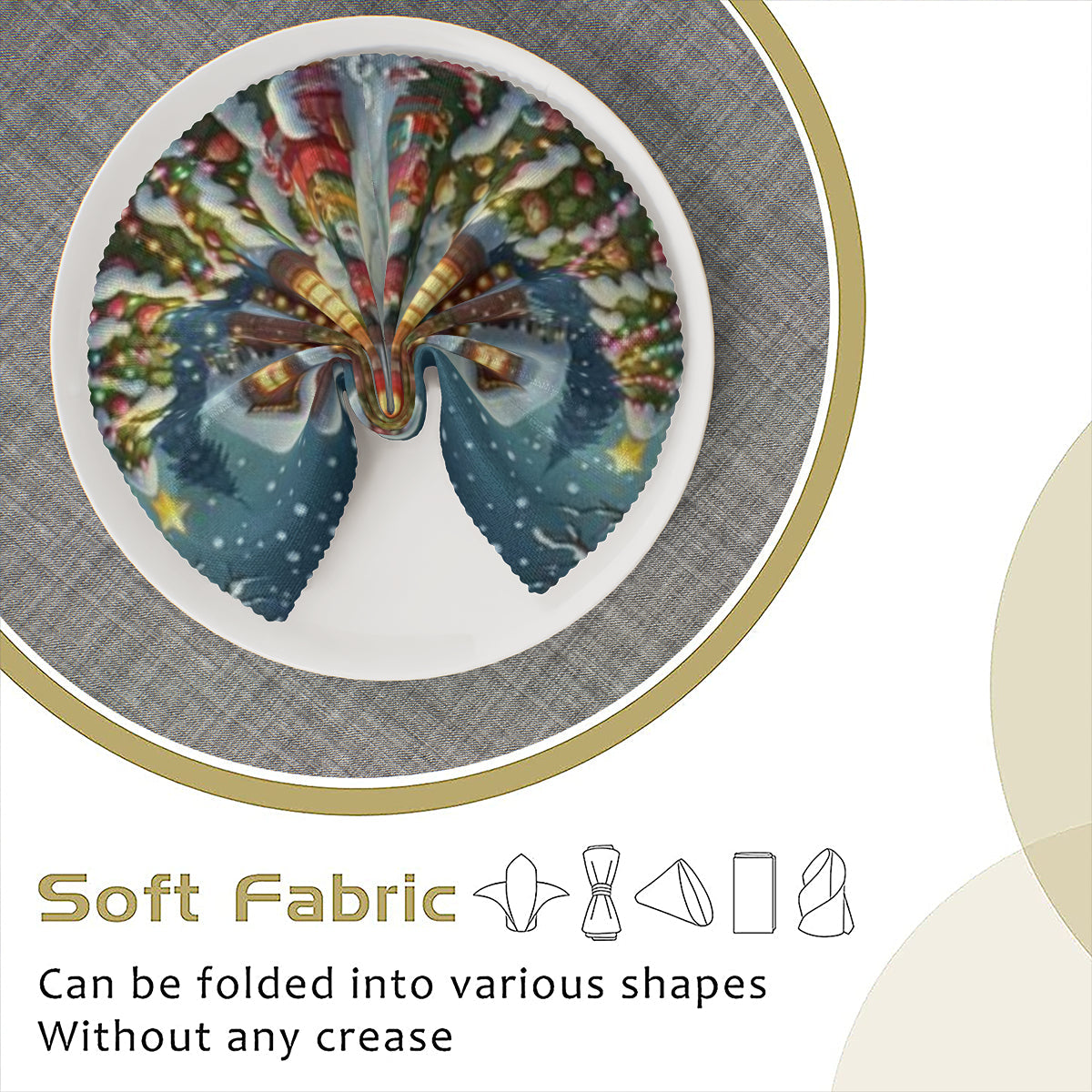 Christmas House Napkin Fabric｜ Polyester by ChristmasLoving.Shop