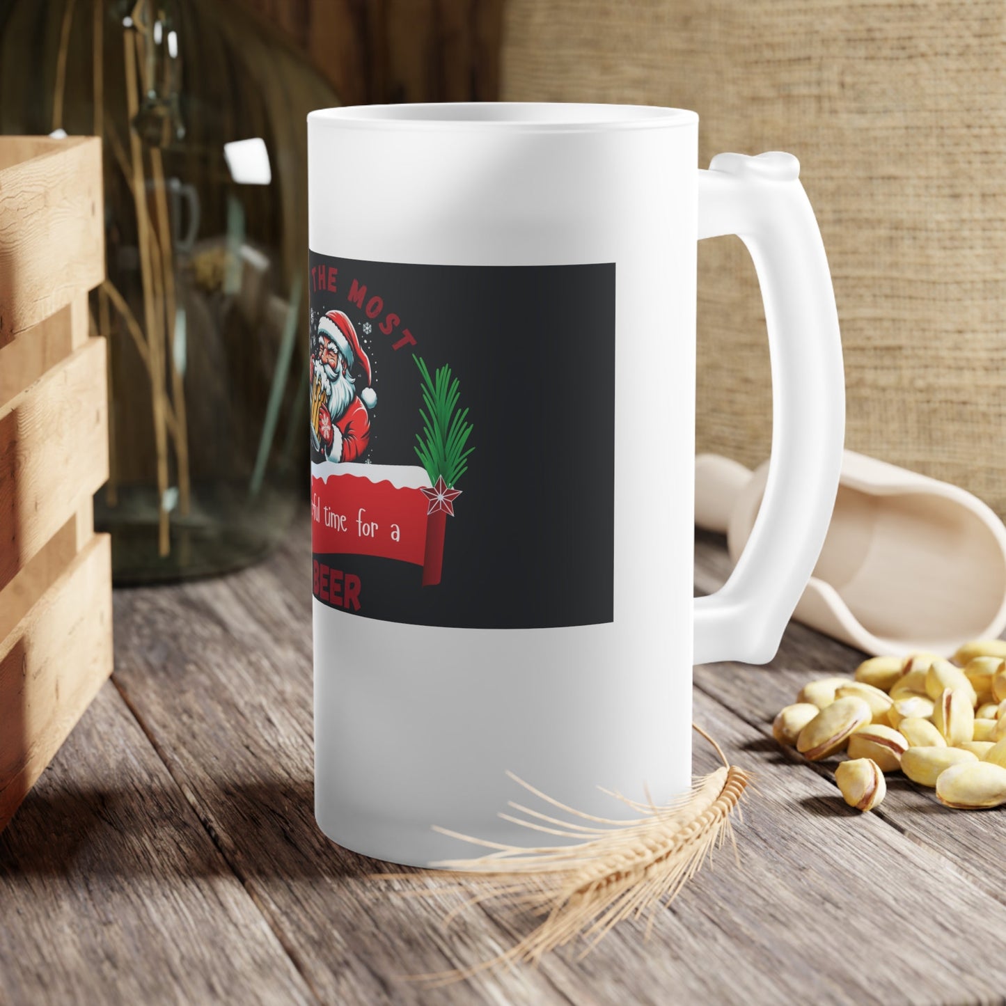Beer Mug Funny Christmas Santa by Printify