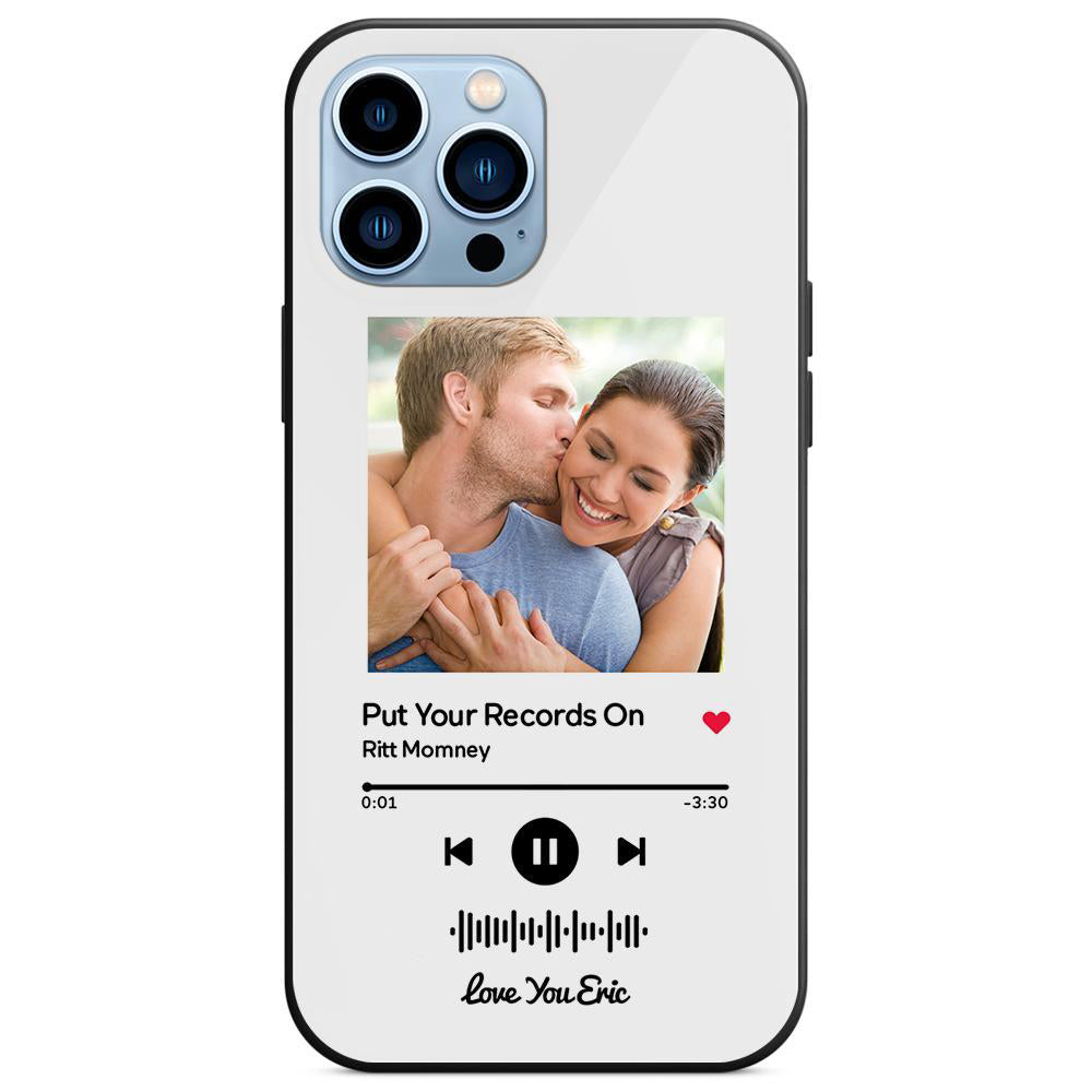Custom Scannable Music Code Glass iPhone Cases with Picture by Inkedjoy