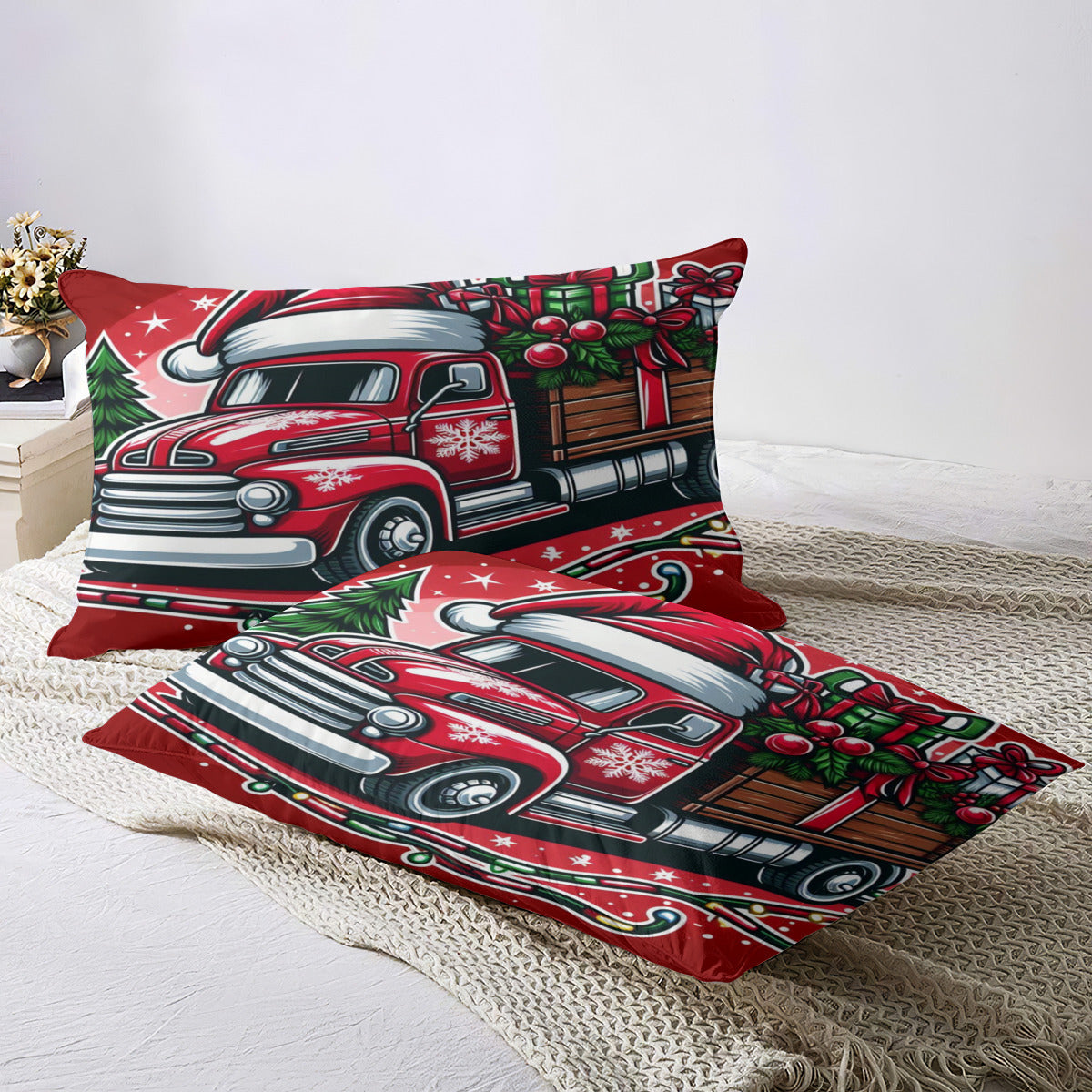 Christmas Truck Bedding four piece set by ChristmasLoving.Shop