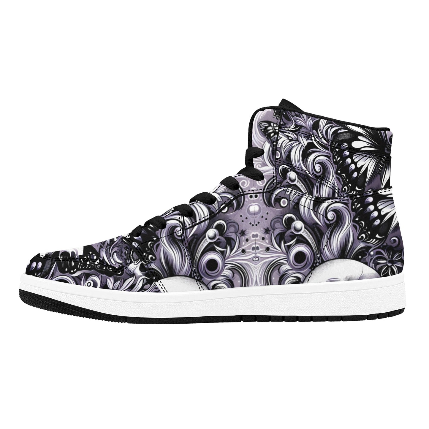 Skulla and Roses Women's High Top Sneakers (Model 20042) by Artsadd