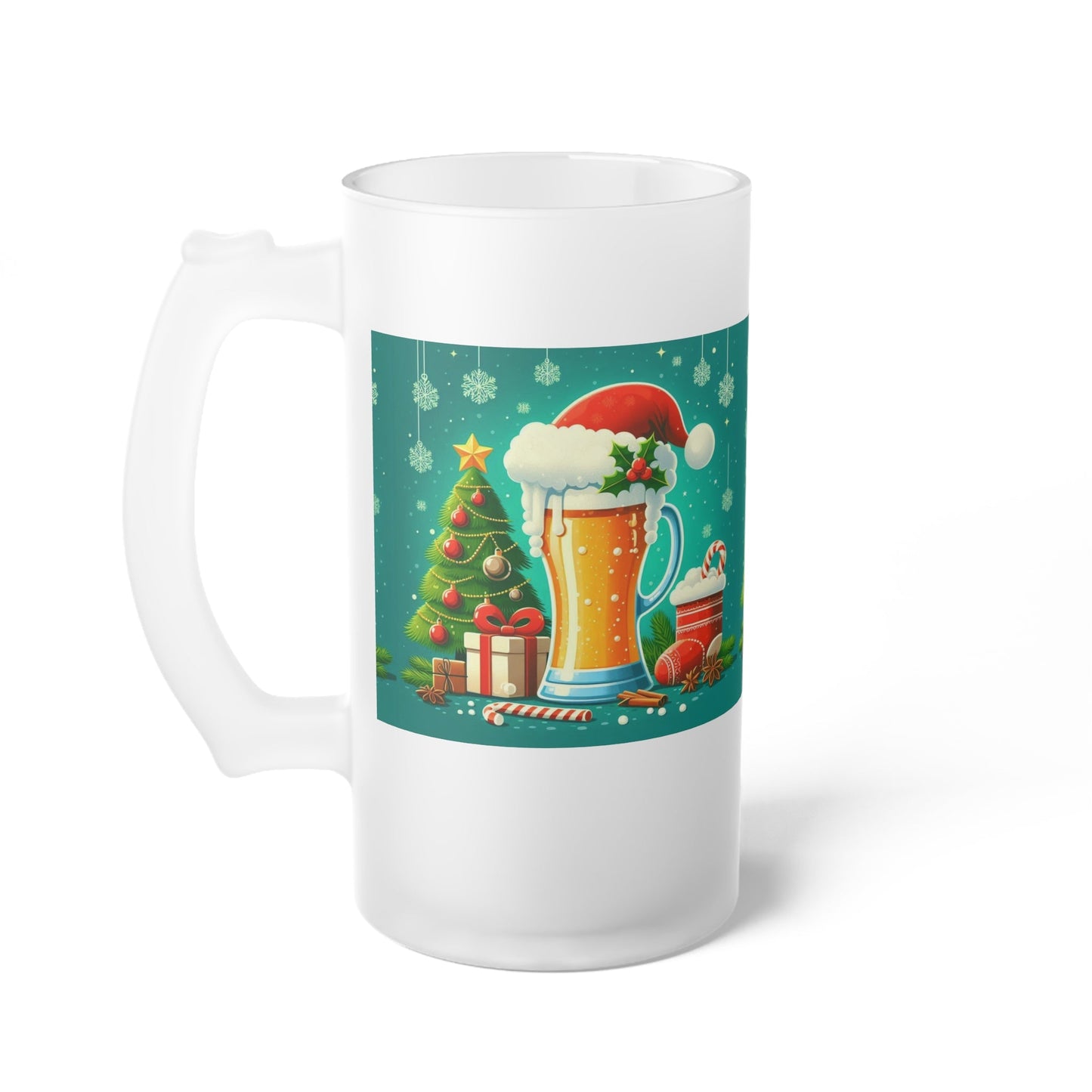 Christmas Frosted Glass Beer Mug by Printify