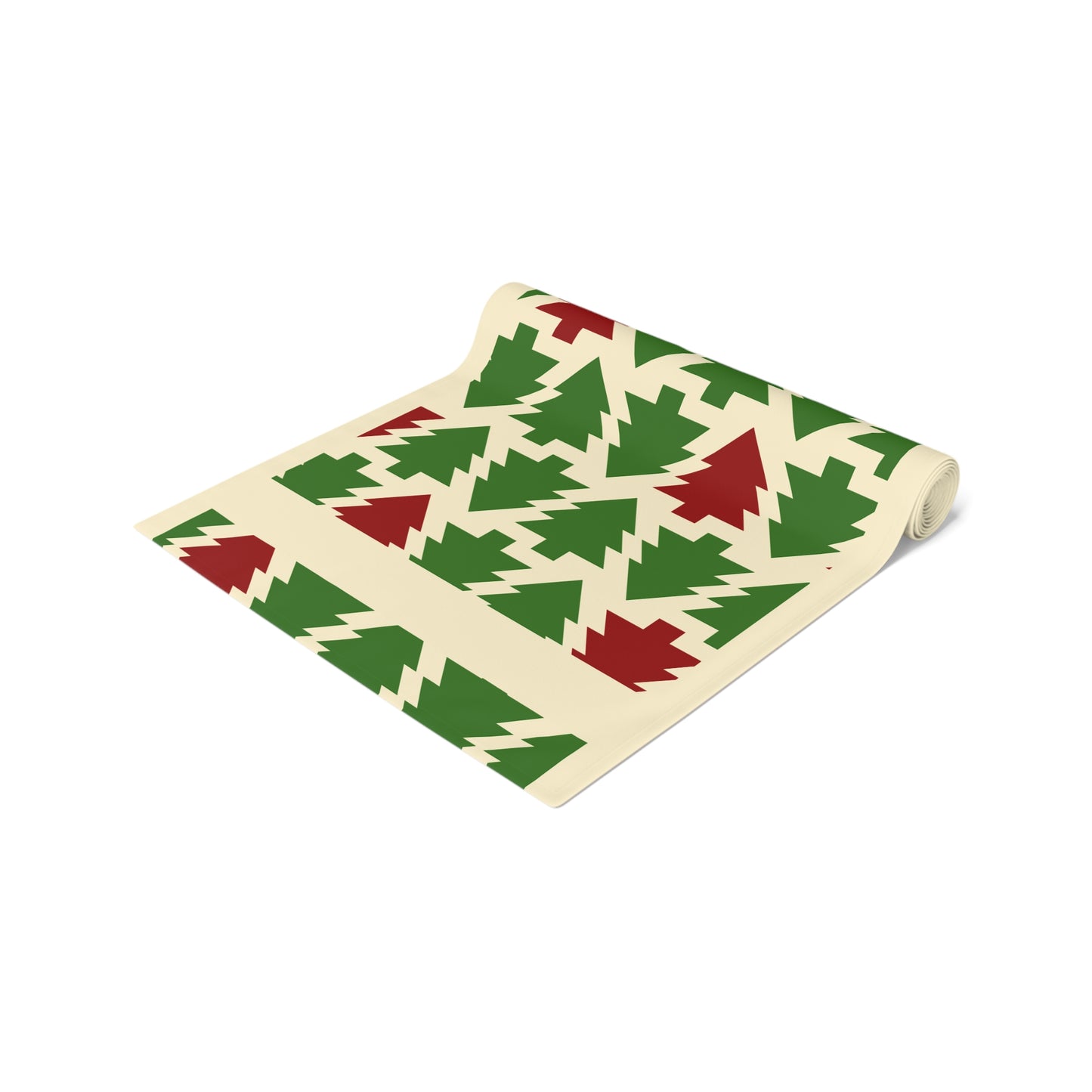 Christmas Trees Red Green Table Runner, Holiday Table Decor, Holiday Dinner Accessories - Cotton, Poly, Festive Table Linens, Christmas Home by Printify