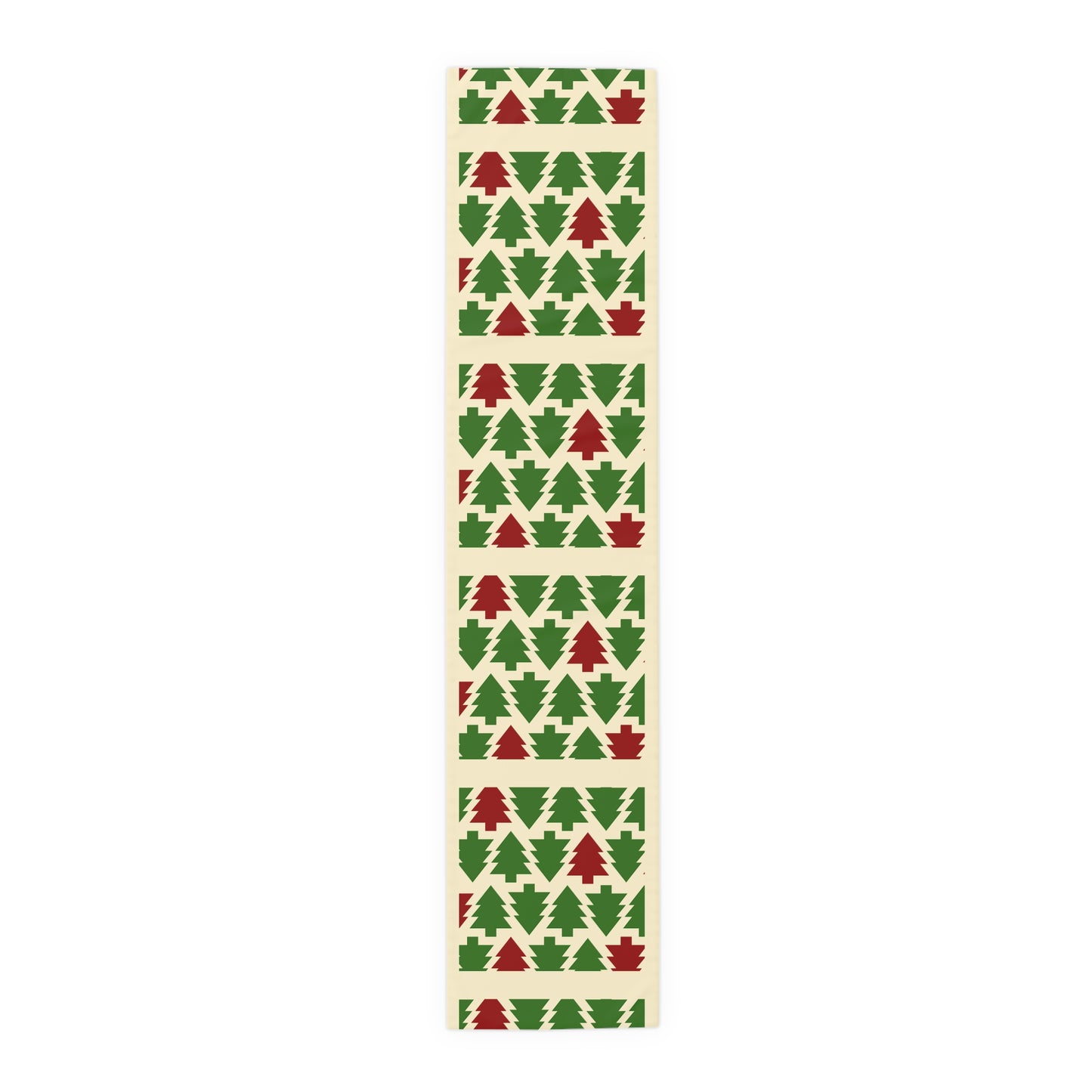 Christmas Trees Red Green Table Runner, Holiday Table Decor, Holiday Dinner Accessories - Cotton, Poly, Festive Table Linens, Christmas Home by Printify