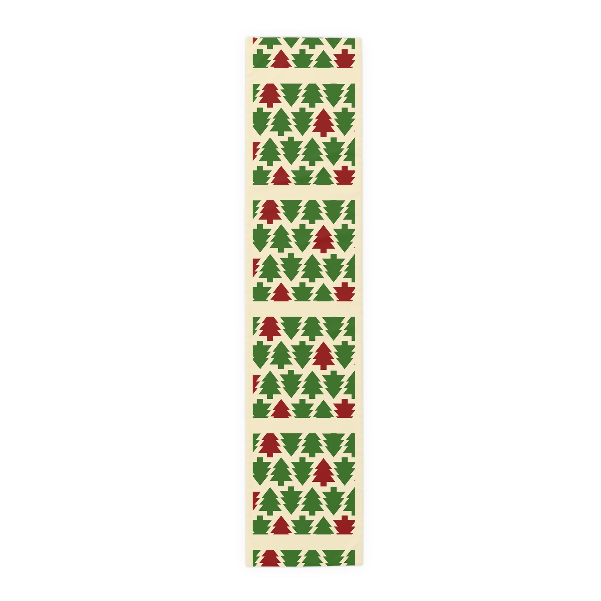 Christmas Trees Red Green Table Runner, Holiday Table Decor, Holiday Dinner Accessories - Cotton, Poly, Festive Table Linens, Christmas Home by Printify