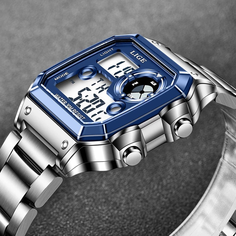 Lige Electronic Watch Unisex Watch Luminous Display Watch Multi-Function Chronograph Alarm Clock eprolo