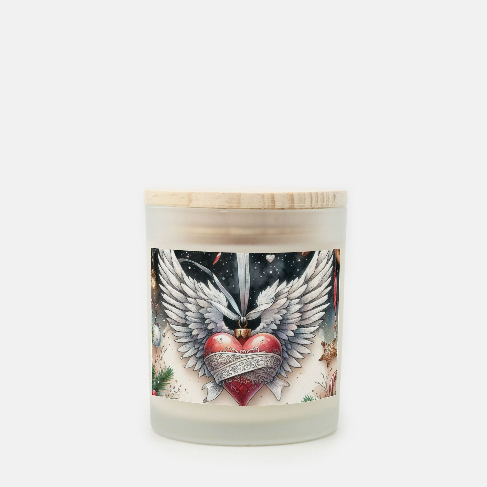Angel Wings Christmas Candle Frosted Glass (Hand Poured 11 oz) by ChristmasLoving.Shop