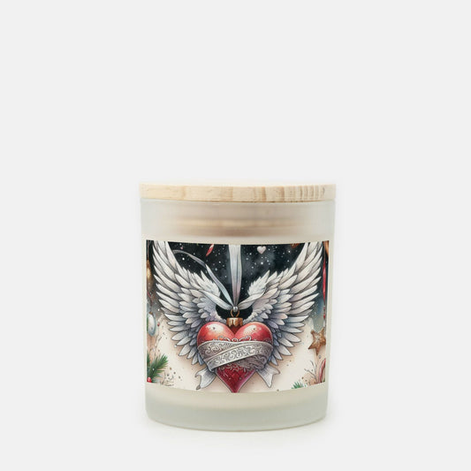 Angel Wings Christmas Candle Frosted Glass (Hand Poured 11 oz) by ChristmasLoving.Shop