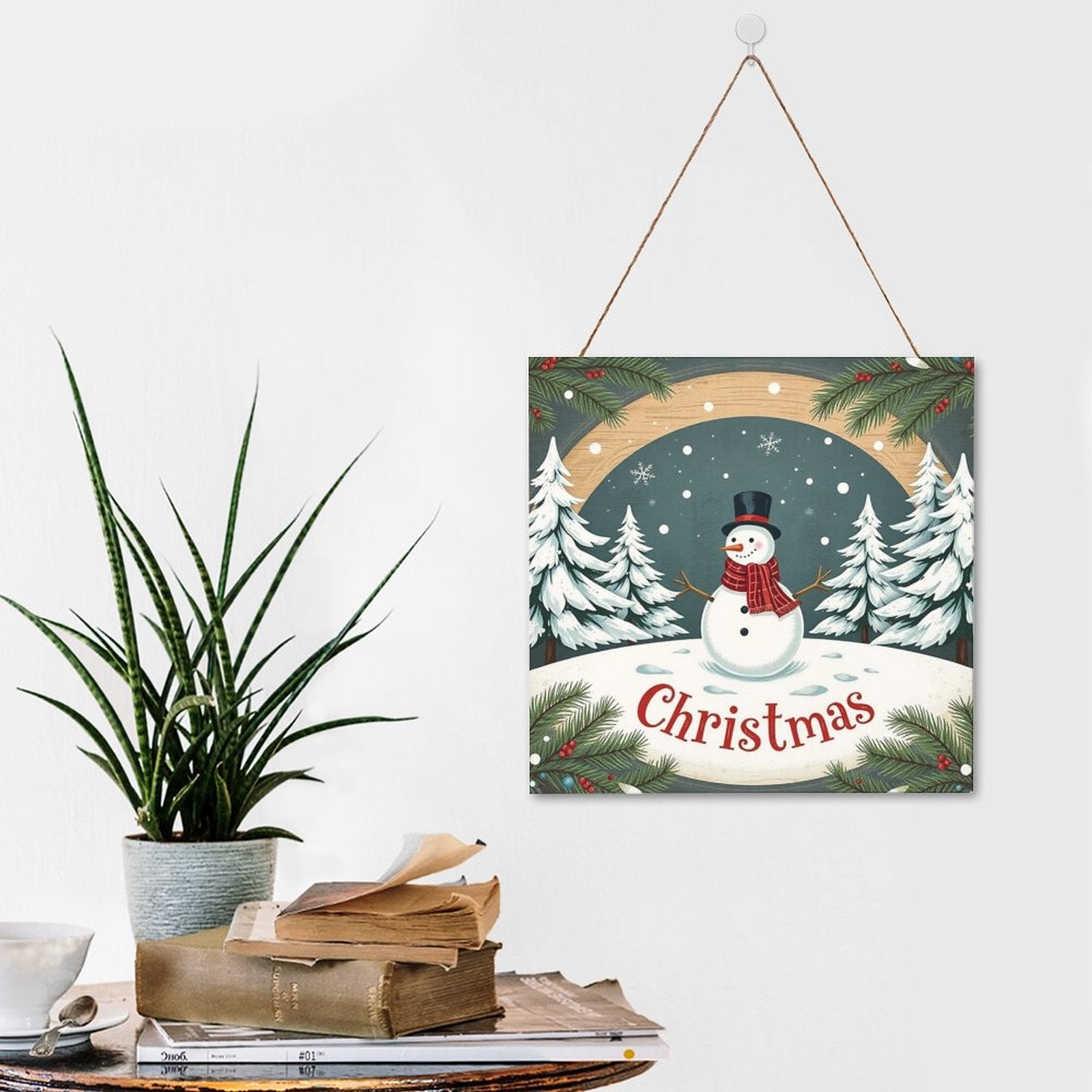 Christmas Square Wood Wall Decor Hanging Sign-12"x12"/30x30cm by SALE-Personal Design
