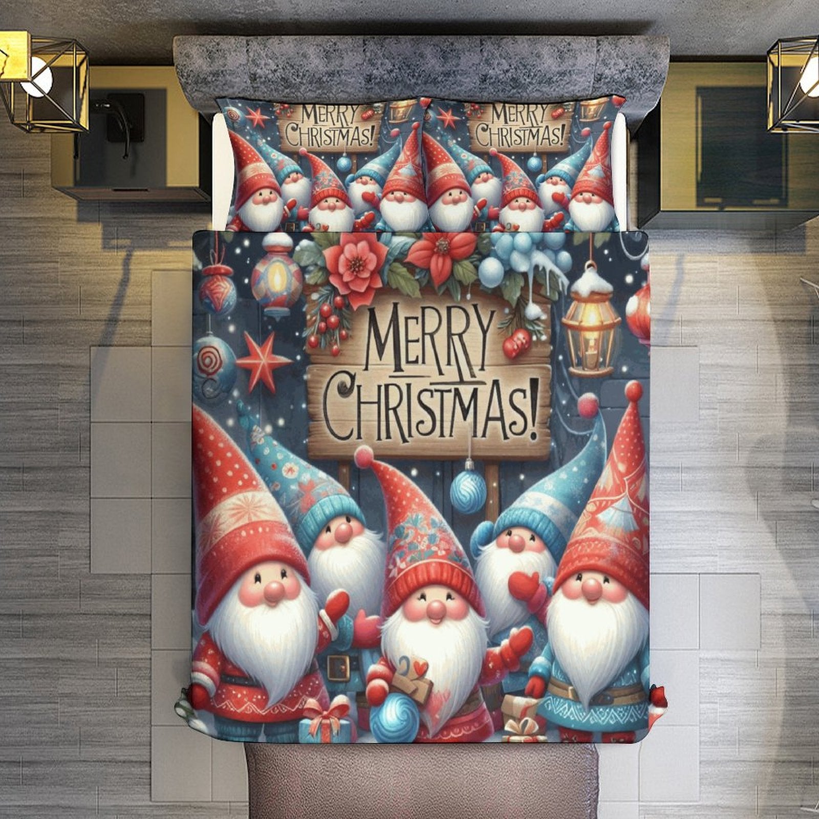Christmas Gnomes 3-Piece Bedding Set-102"x90"/ 259x229cm (Dual-sided Printing) by SALE-Personal Design