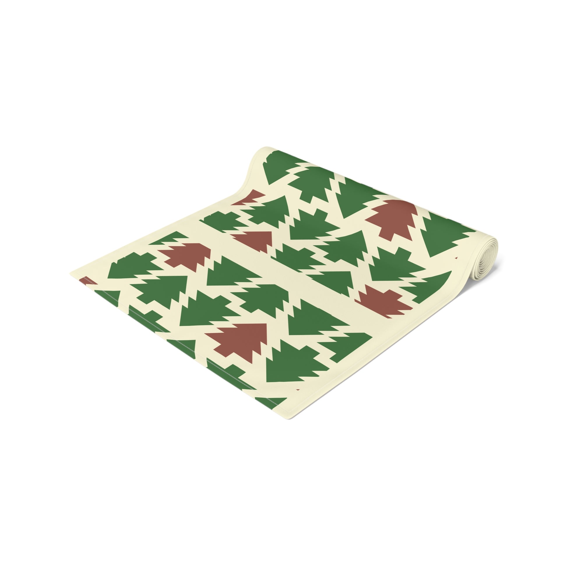 Christmas Trees Red Green Table Runner, Holiday Table Decor, Holiday Dinner Accessories - Cotton, Poly, Festive Table Linens, Christmas Home by Printify