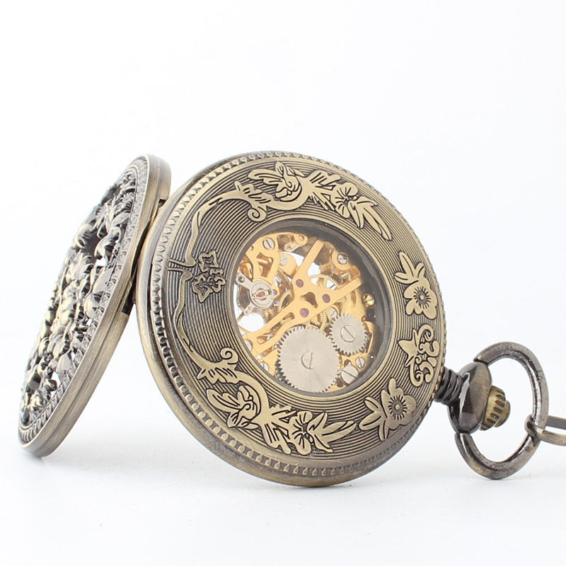 Fashion Hollowed-out Carved Phoenix Pattern Automatic Mechanical Large Pocket Watch by teelaunch