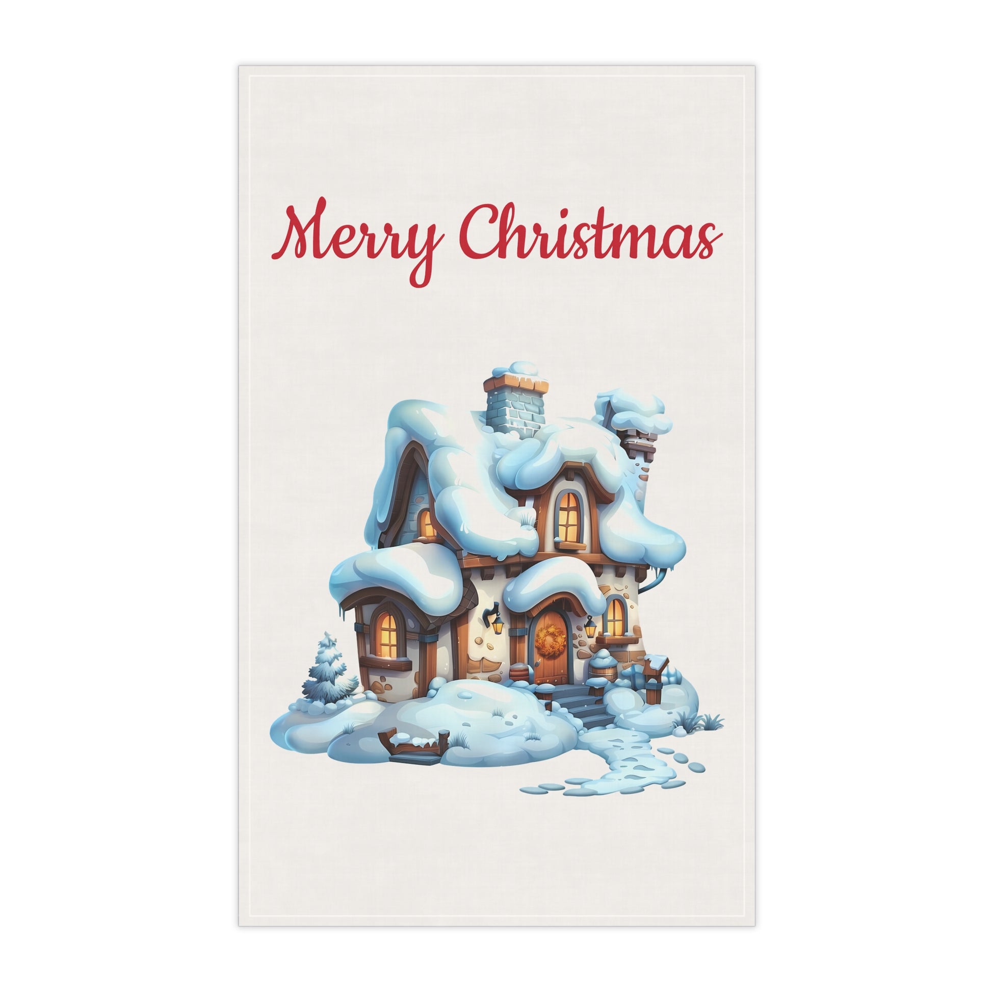 Merry Christmas Farmhouse Tea Towels — Festive Cotton-Poly Dish Towel Set | Holiday Kitchen Decor & Hostess Gift by Printify