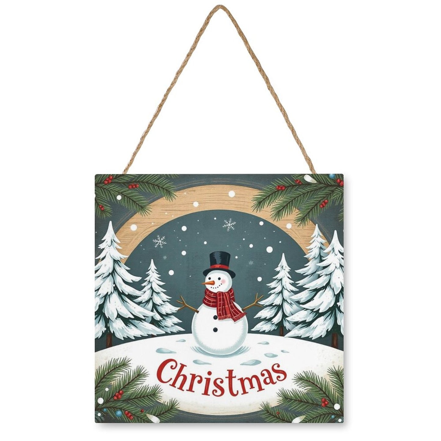 Christmas Square Wood Wall Decor Hanging Sign-12"x12"/30x30cm by SALE-Personal Design