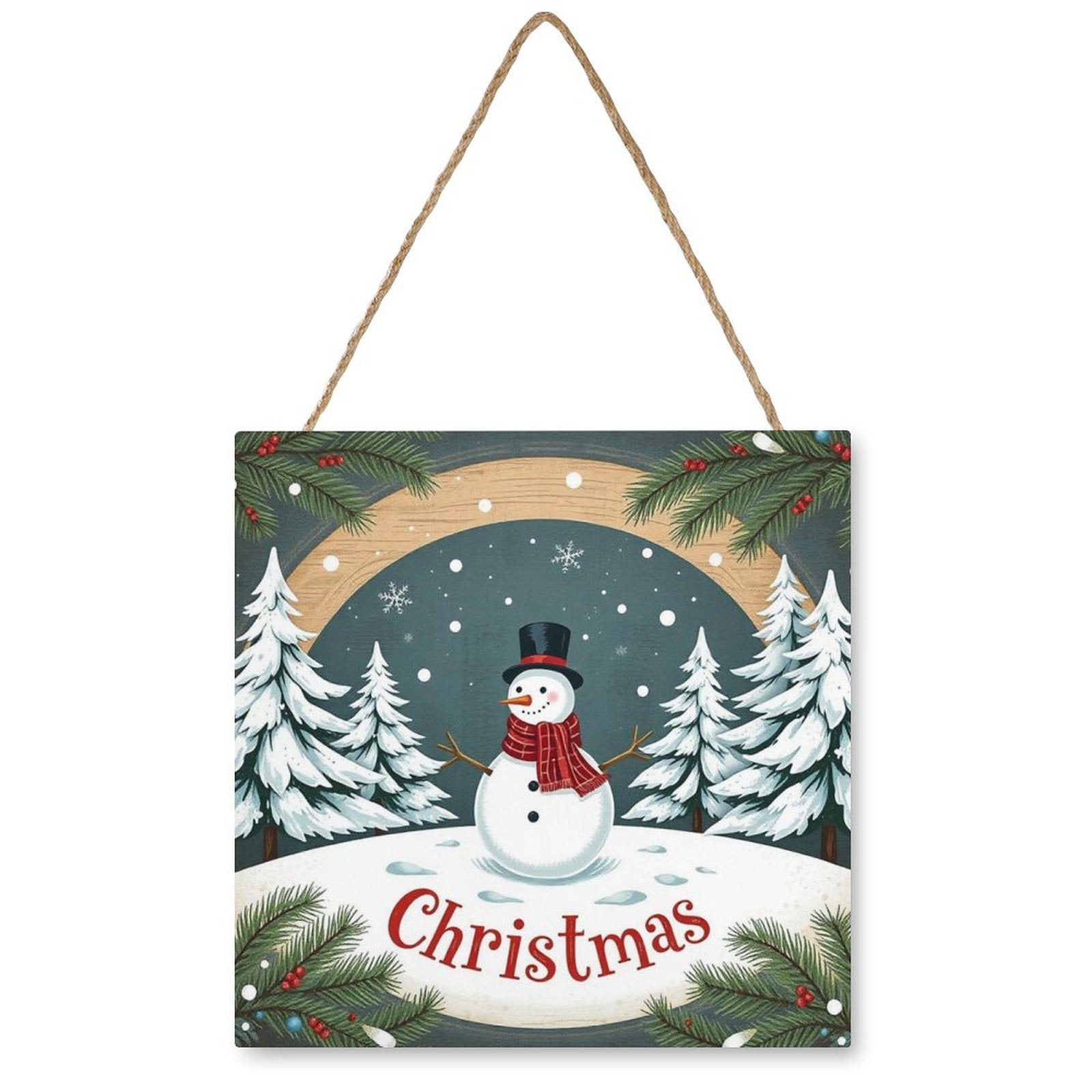 Christmas Square Wood Wall Decor Hanging Sign-12"x12"/30x30cm by SALE-Personal Design