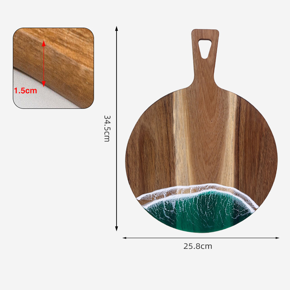 Wood Cutting Board Resin Blue green Wave Pattern by eprolo