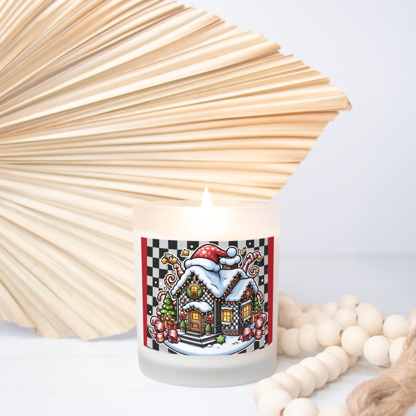 Candle Frosted Glass (Hand Poured 11 oz) Christmas House by ChristmasLoving.Shop