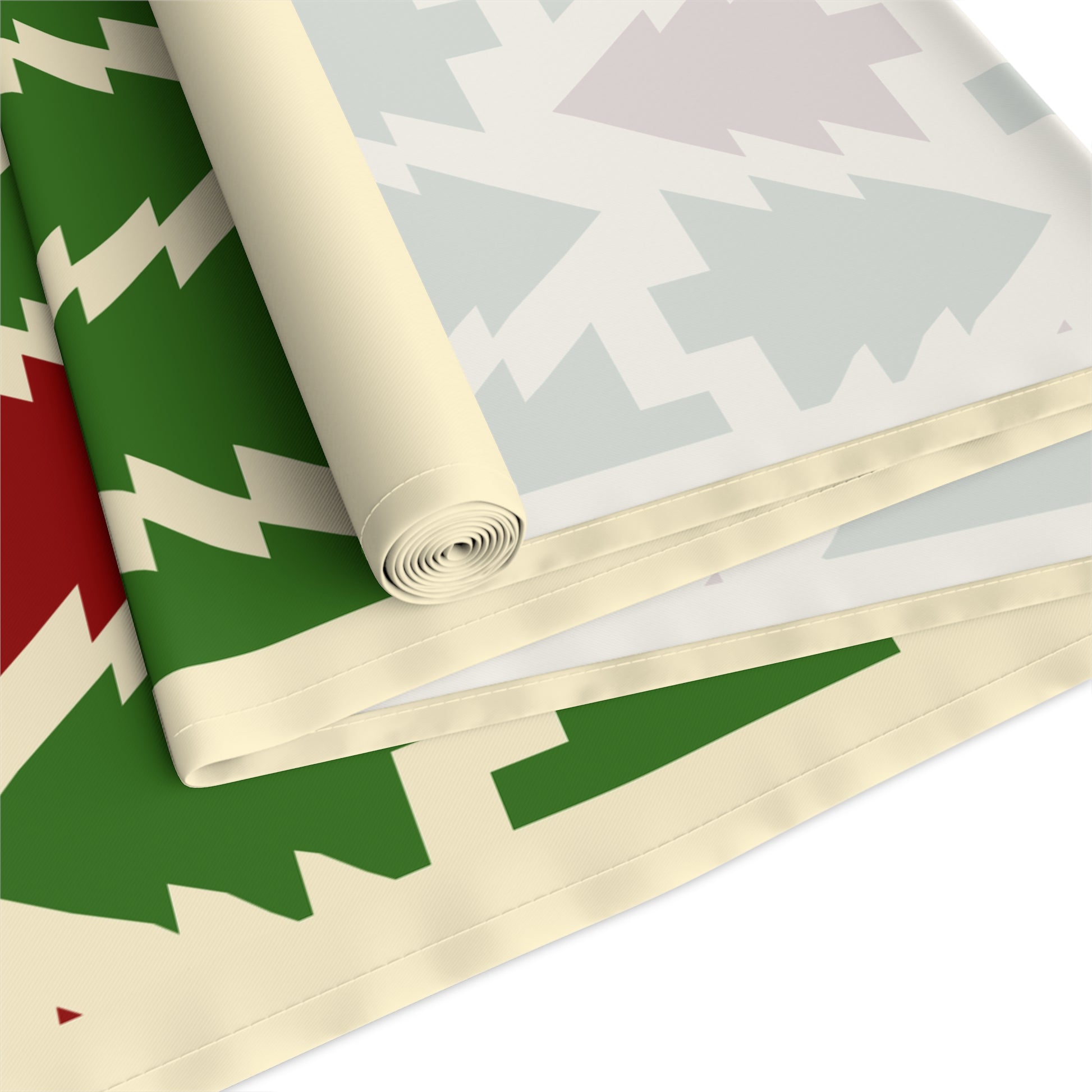 Christmas Trees Red Green Table Runner, Holiday Table Decor, Holiday Dinner Accessories - Cotton, Poly, Festive Table Linens, Christmas Home by Printify