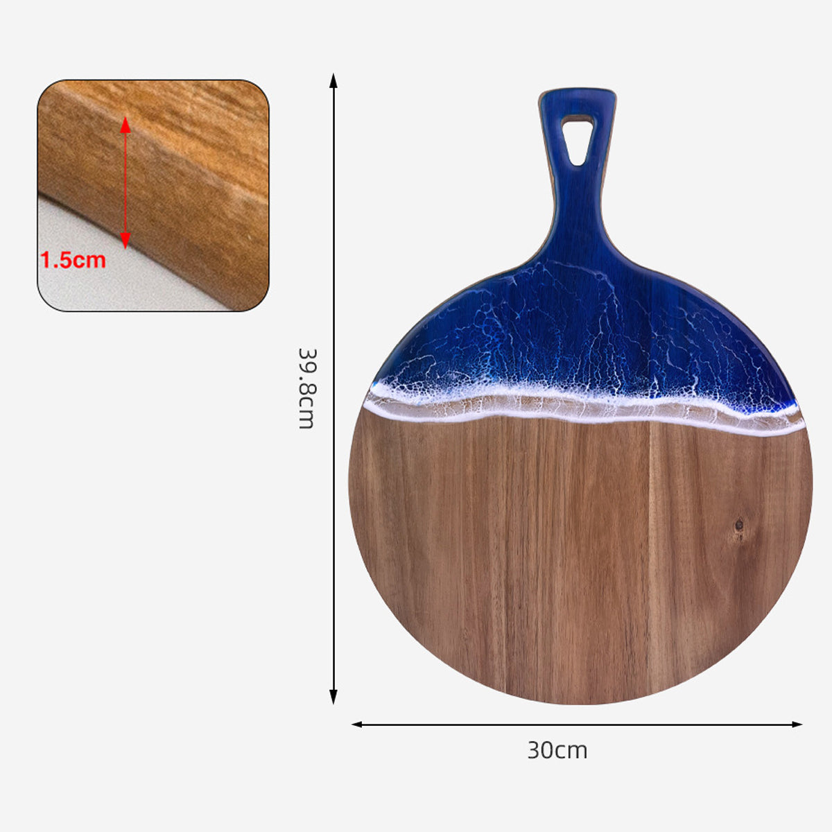 Wood Cutting Board Resin Blue green Wave Pattern by eprolo
