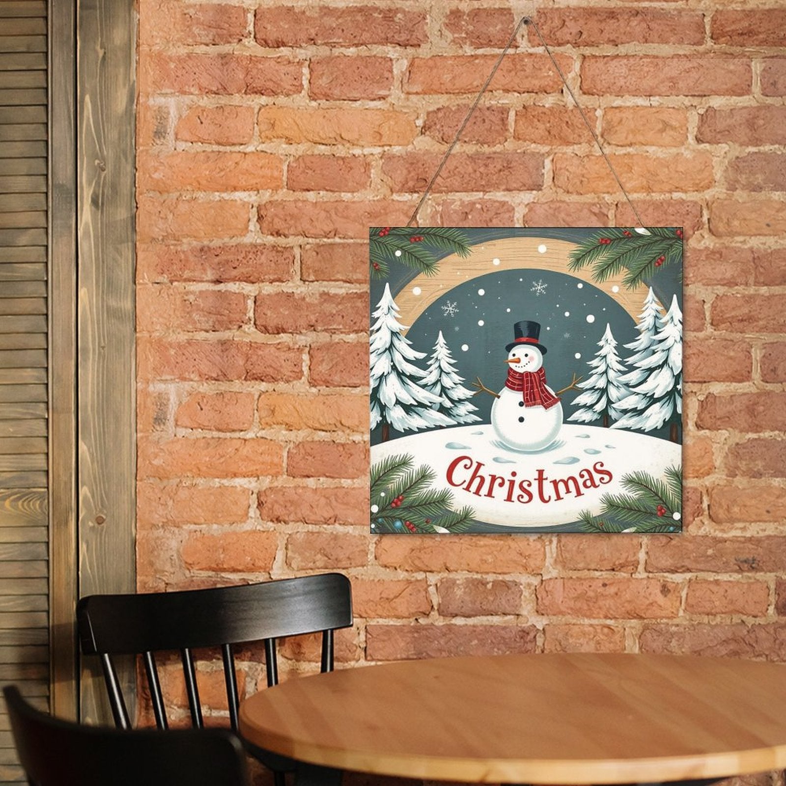 Christmas Square Wood Wall Decor Hanging Sign-12"x12"/30x30cm by SALE-Personal Design