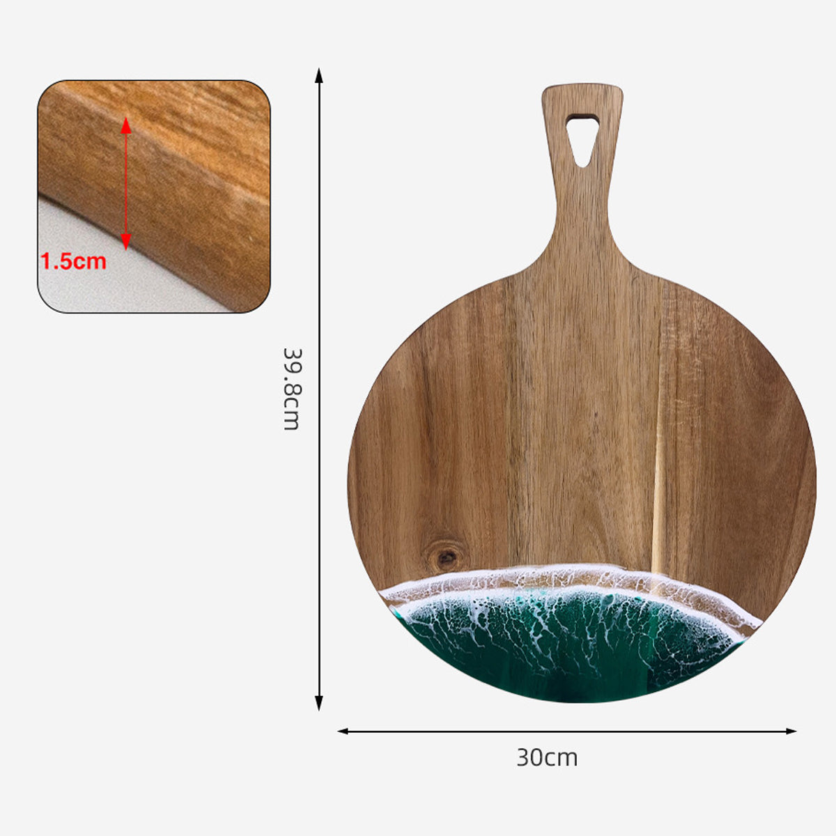 Wood Cutting Board Resin Blue green Wave Pattern by eprolo