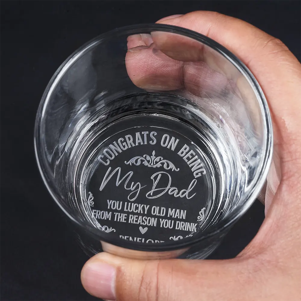 Congrats On Being My Dad From The Reason You Drink - Personalized Engraved Whiskey Glass by Inkedjoy