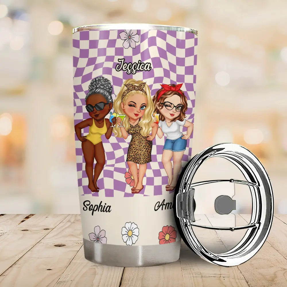 Because Of You I Laugh A Little Harder Women Best Friends - Personalized Tumbler by Inkedjoy