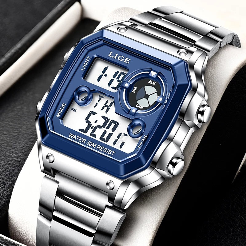 Lige Electronic Watch Unisex Watch Luminous Display Watch Multi-Function Chronograph Alarm Clock eprolo