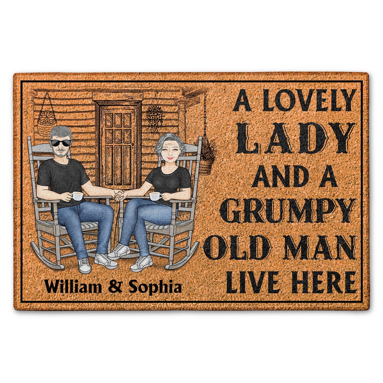 Family Couple A Lovely Lady And A Grumpy Old Man Live Here Rug- Couple Gift - Personalized Custom Doormat by Inkedjoy