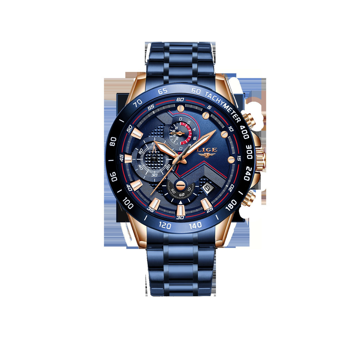 Lige Men's Business Quartz Watch Three Eyes Six Needles Multifunctional Waterproof Watch eprolo