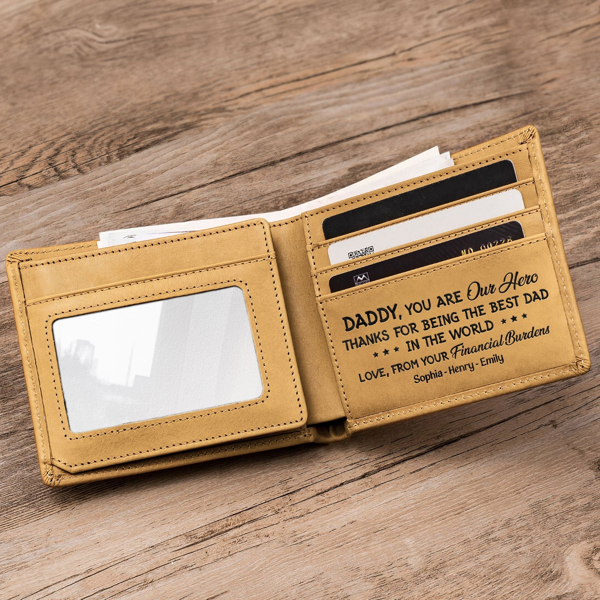 Best Dad Ever New Version - Personalized Leather Wallet by Inkedjoy