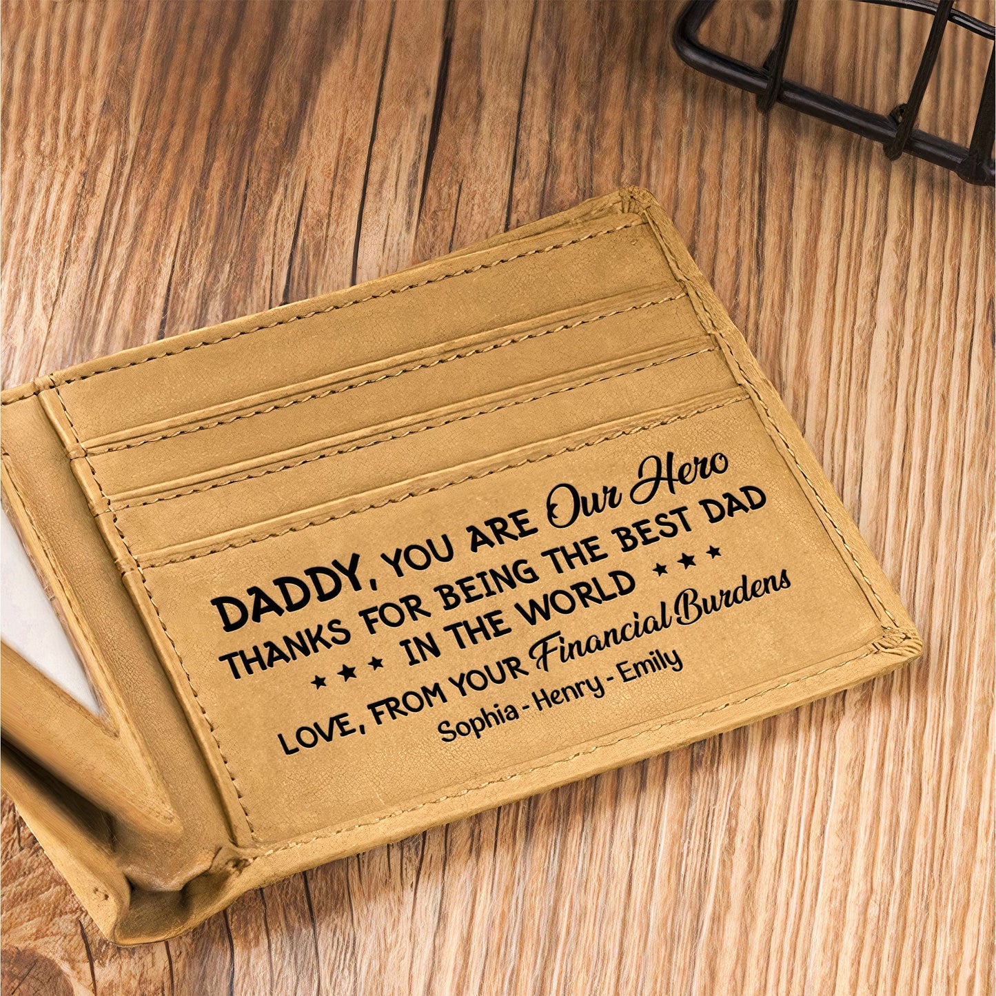 Best Dad Ever New Version - Personalized Leather Wallet by Inkedjoy