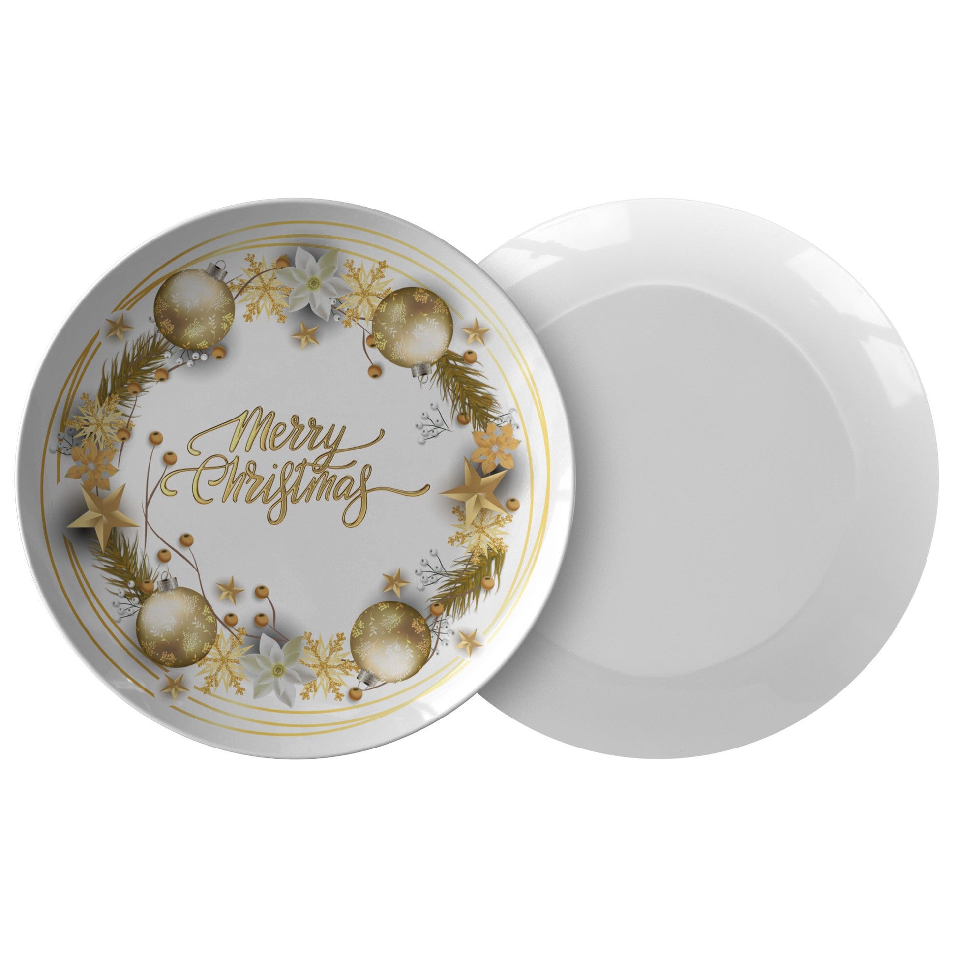 Christmas Plate Merry ChristmasPRODUCT INFORMATION10" dinner plate manufactured from revolutionary polymer that is:

Microwave Safe
Oven Safe (250° up to 1 hour)
Dishwasher Safe
CPSC-Certified
FDAChristmasLoving.Shop
