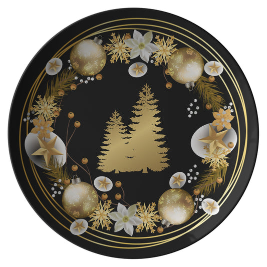 Christmas Plate Traditional Holiday Decor, Festive Dish, Seasonal TablPRODUCT INFORMATION10" dinner plate manufactured from revolutionary polymer that is:

Microwave Safe
Oven Safe (250° up to 1 hour)
Dishwasher Safe
CPSC-Certified
FDAChristmasLoving.Shop