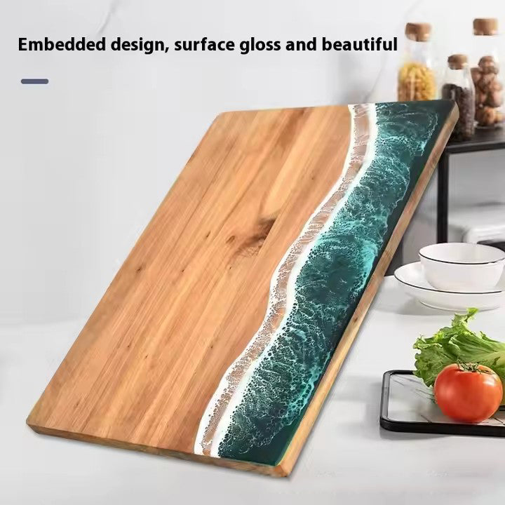 Acacia Wood and New Resin Cutting Board Wave Spliced Design Kitchen Fruit and Steak Board for Chopping Rectangle Wooden Boards by eprolo