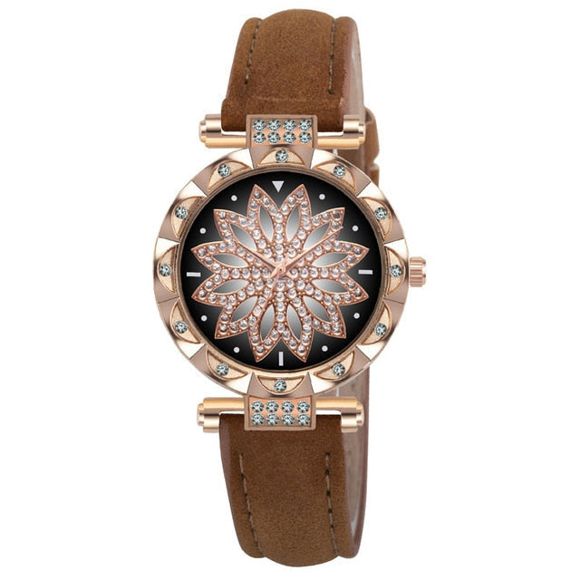New Fashion Leather Strap Watch Women Quartz Watch Romantic Starry Sky Wrist Watch Bracelet Set for Women Gift Wrist Accessories eprolo