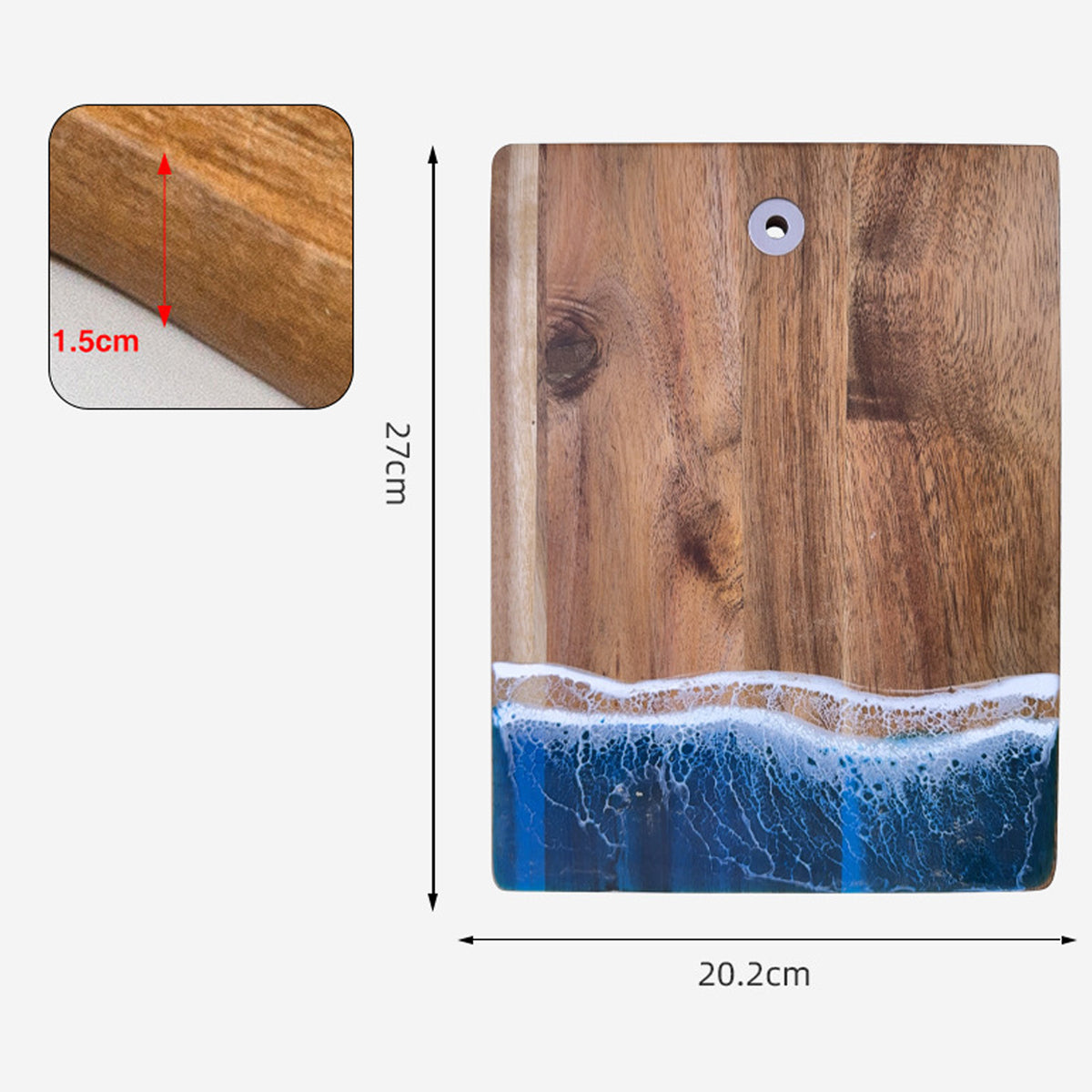 Wood Cutting Board Resin Blue green Wave Pattern by eprolo