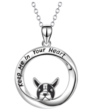 Sterling Silver “Keep Me in Your Heart” Dog Pendant Necklace – Pet Memorial Jewelry Gift