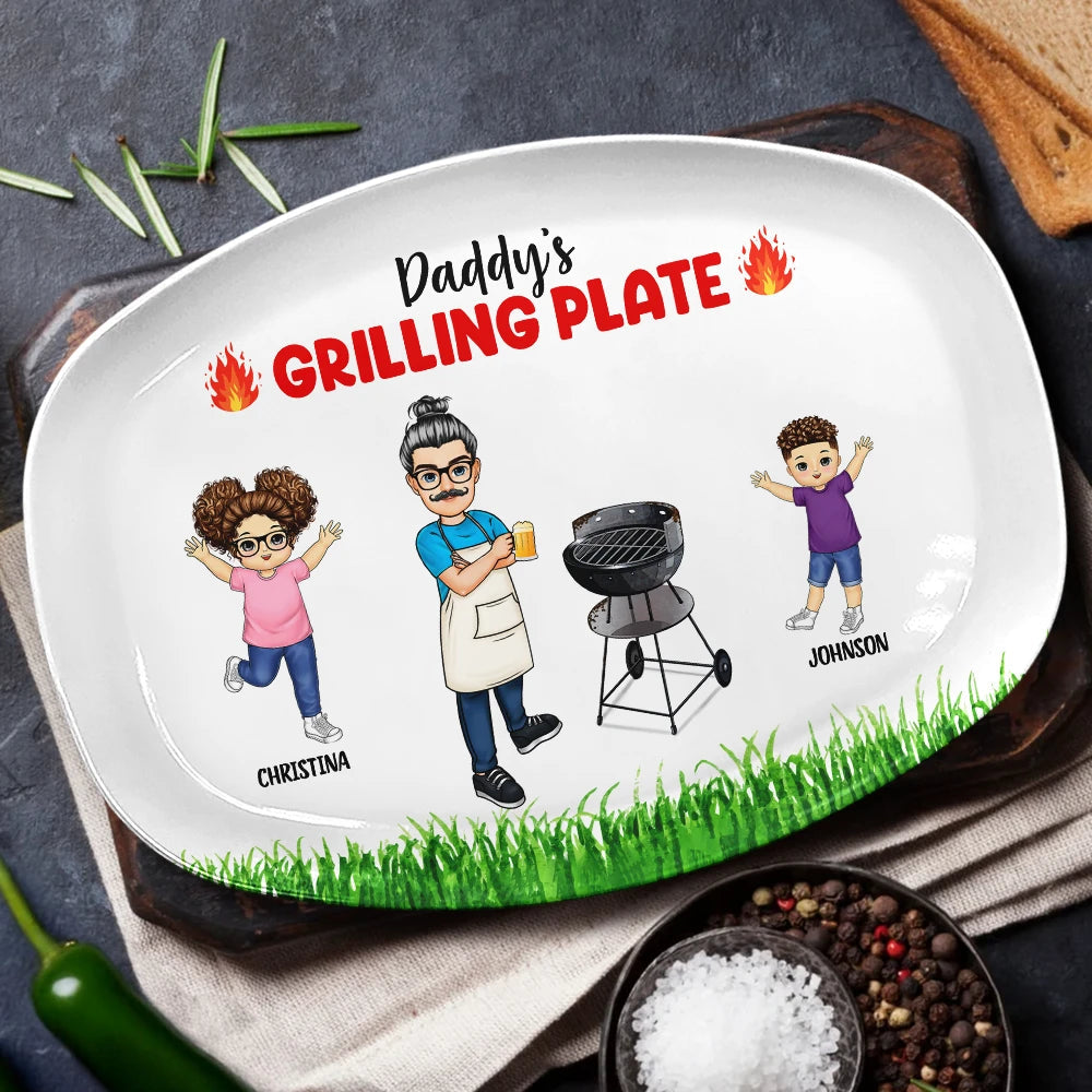 Grilling Plate Awesome BBQ - Personalized Plate by Inkedjoy