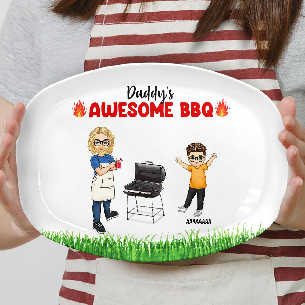 Grilling Plate Awesome BBQ - Personalized Plate by Inkedjoy
