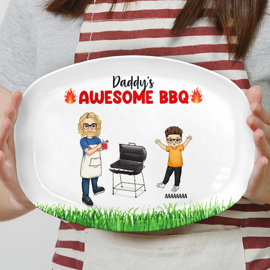 Grilling Plate Awesome BBQ - Personalized Plate by Inkedjoy