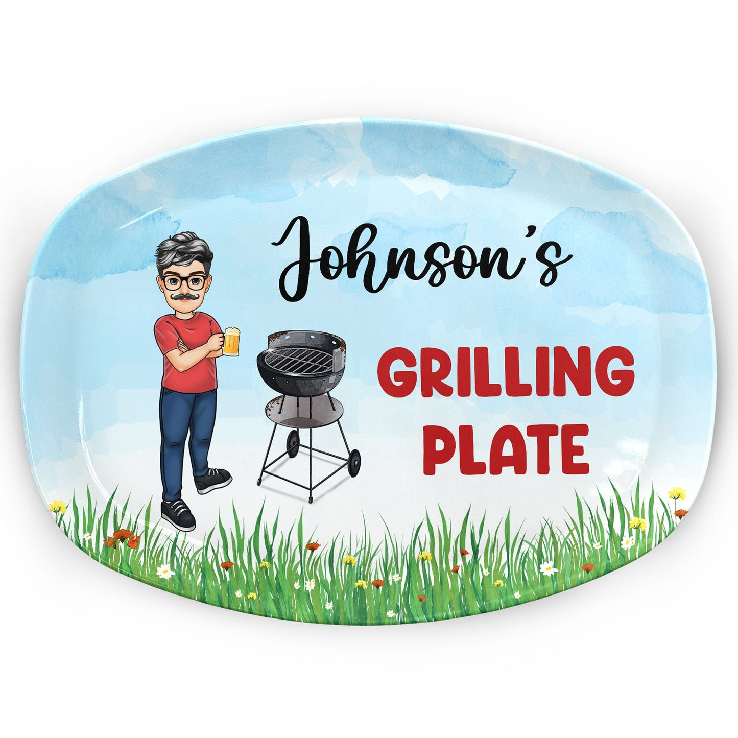 Grilling Plate Awesome BBQ - Gift For Yourself, Gift For Man - Personalized Custom Plate by Inkedjoy