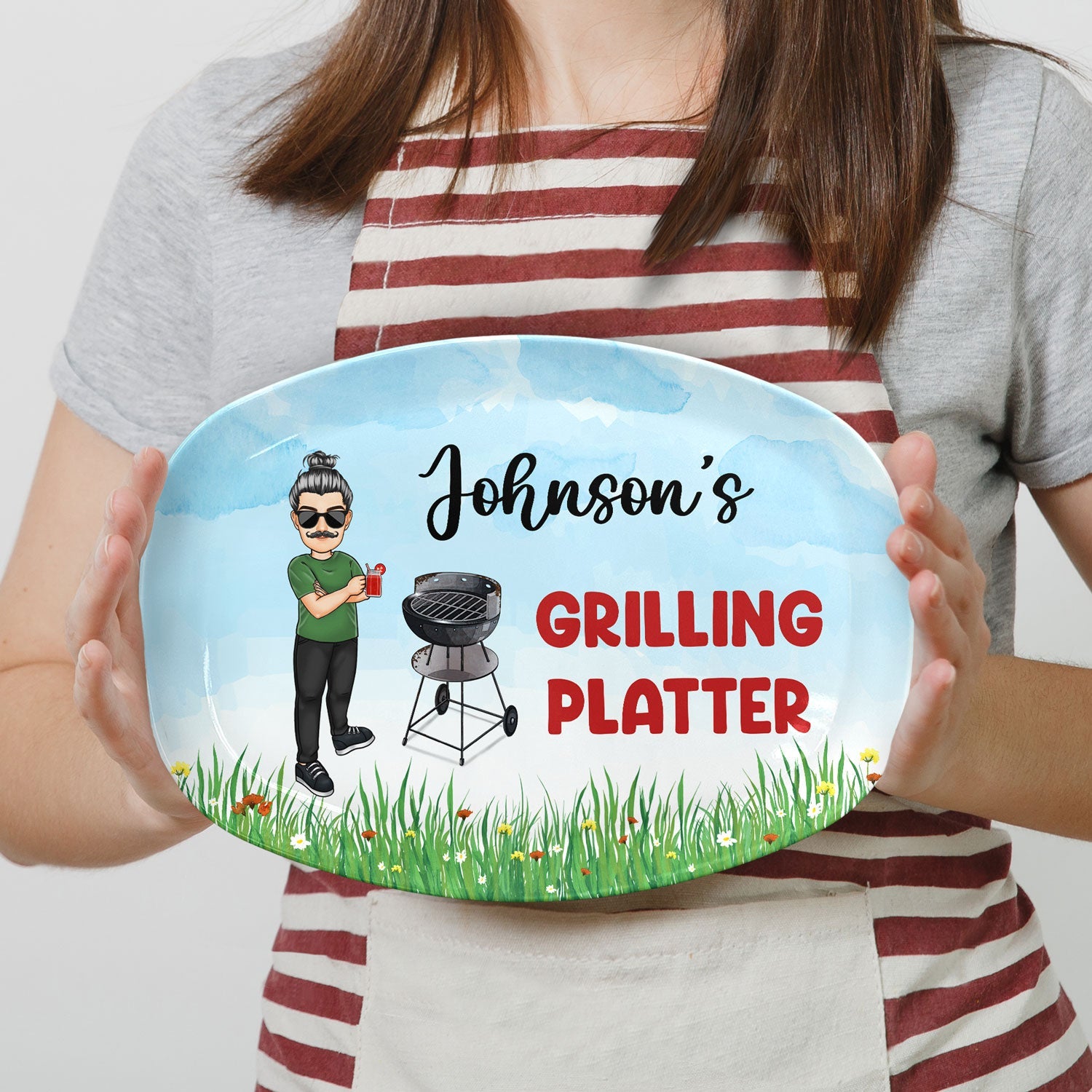 Grilling Plate Awesome BBQ - Gift For Yourself, Gift For Man - Personalized Custom Plate by Inkedjoy