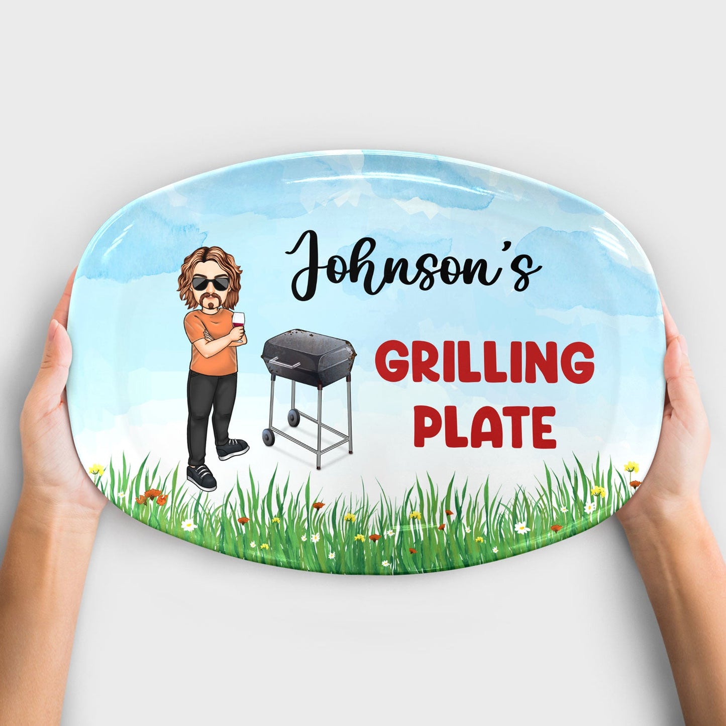 Grilling Plate Awesome BBQ - Gift For Yourself, Gift For Man - Personalized Custom Plate by Inkedjoy