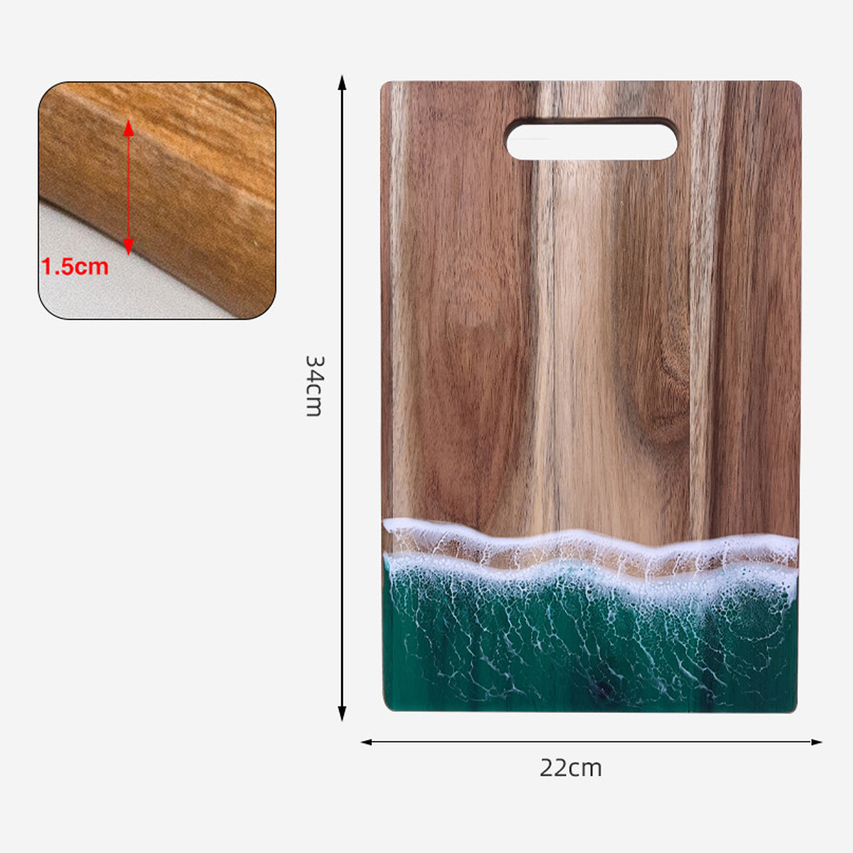 Wood Cutting Board Resin Blue green Wave Pattern by eprolo