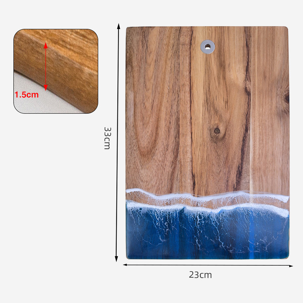 Wood Cutting Board Resin Blue green Wave Pattern by eprolo
