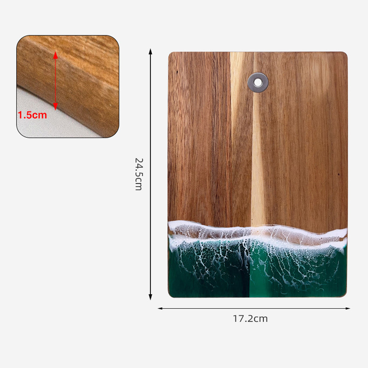 Wood Cutting Board Resin Blue green Wave Pattern by eprolo